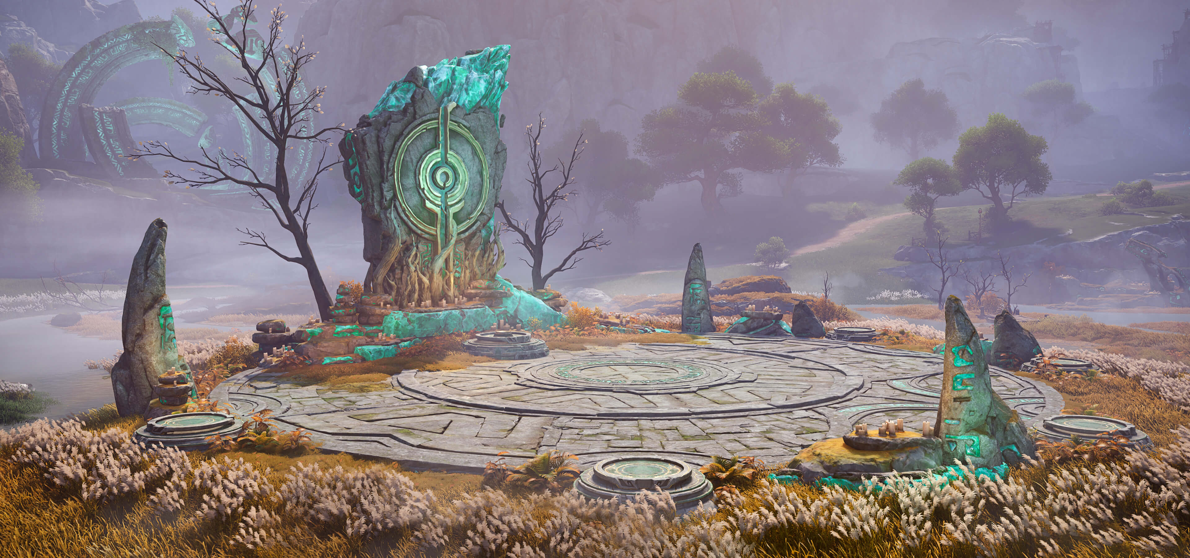 Dragon Valley marshlands with dragon skeleton bridge