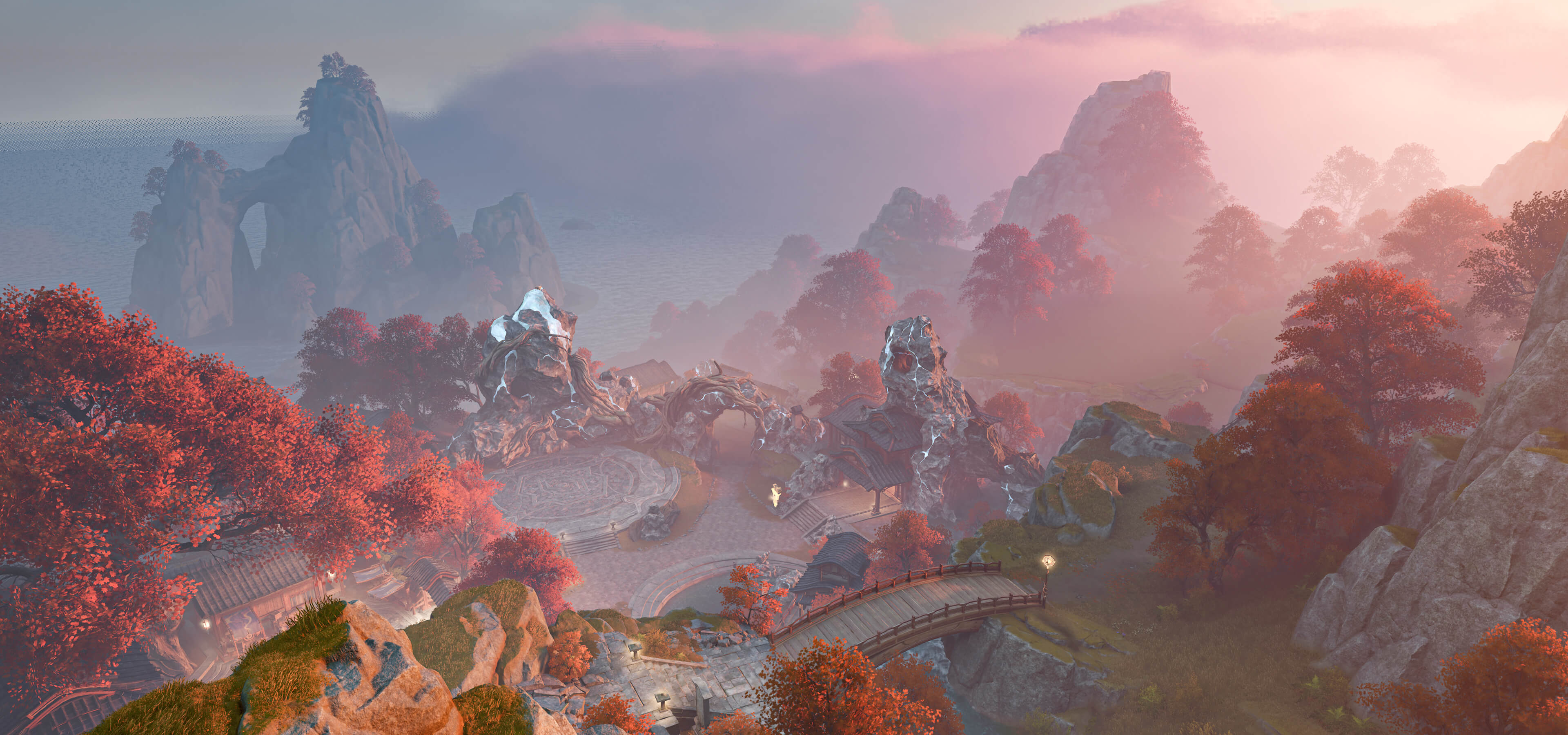 East Aerfall Highlands showing ancient Mechanoid ruins and crumbling structures