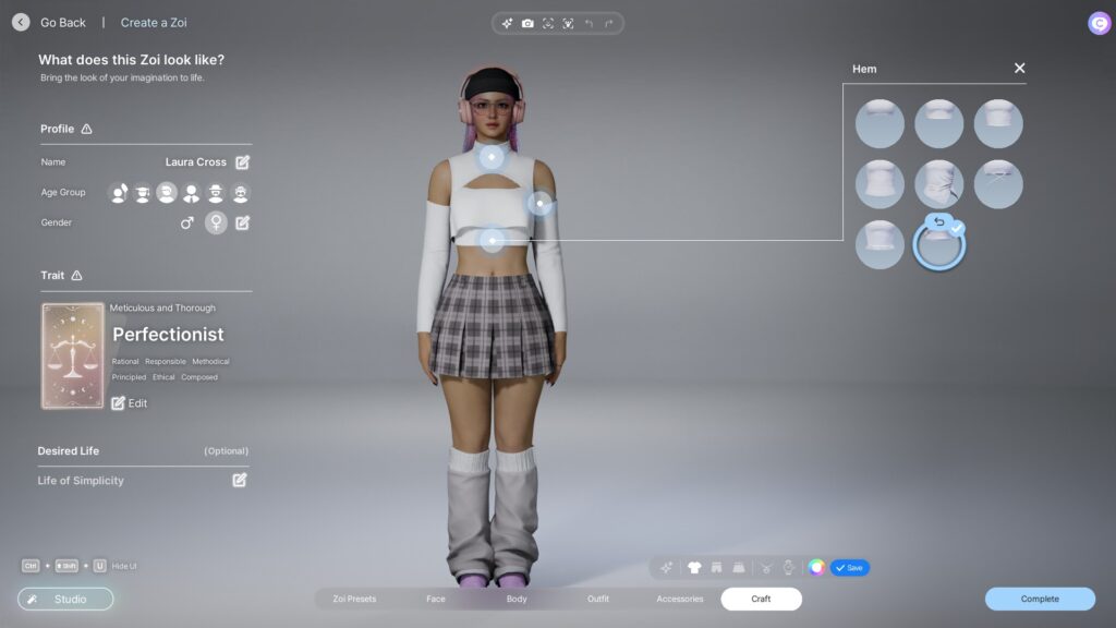 inZOI custom clothing design tool with pattern and texture editing