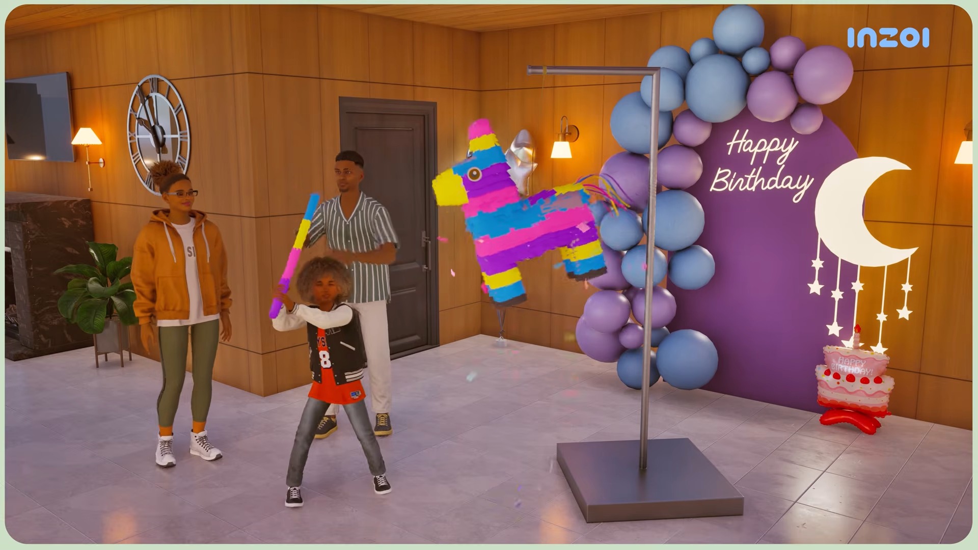 inZOI family moment showing parent and child interaction