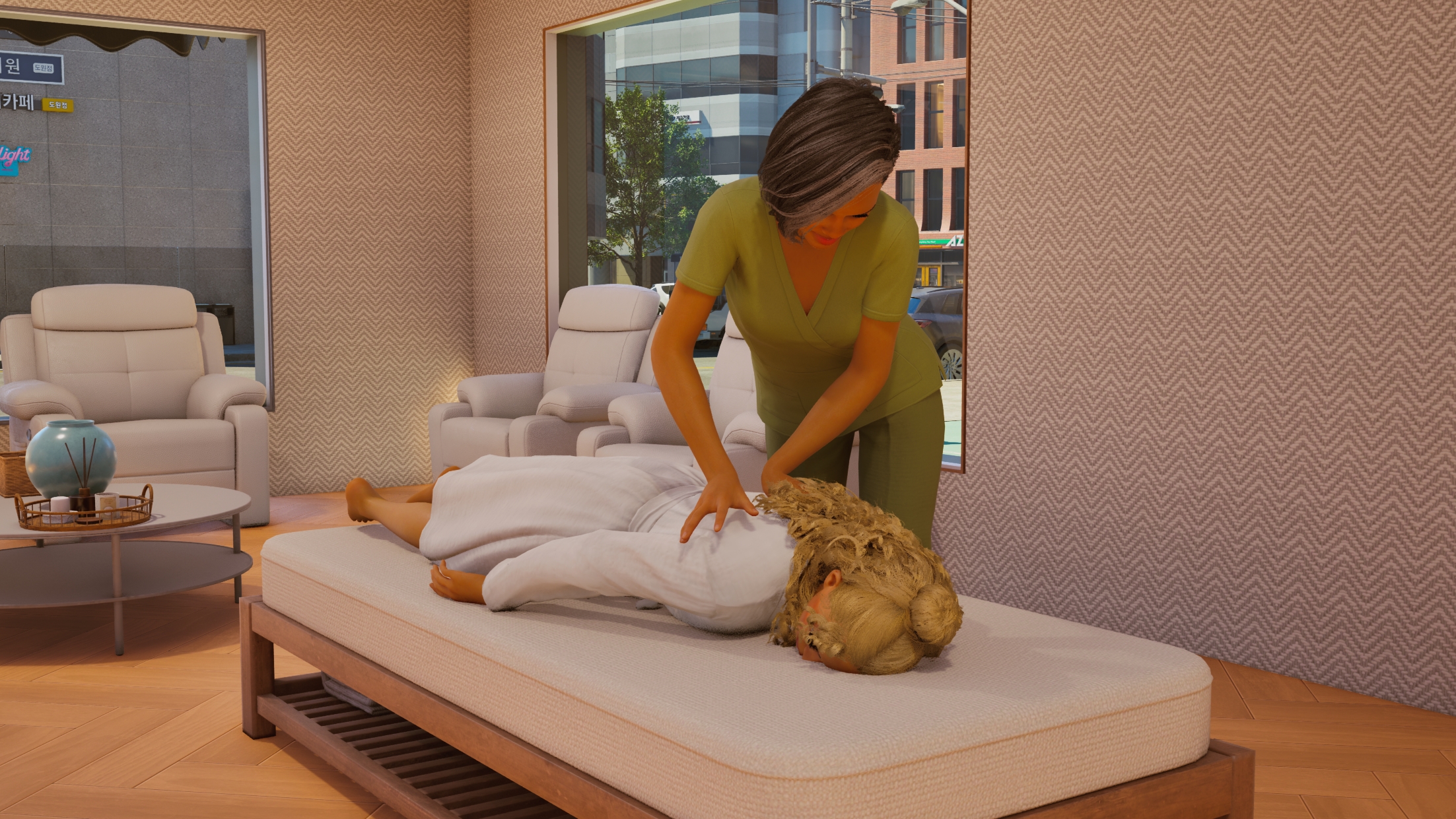 inZOI massage business gameplay with service interactions