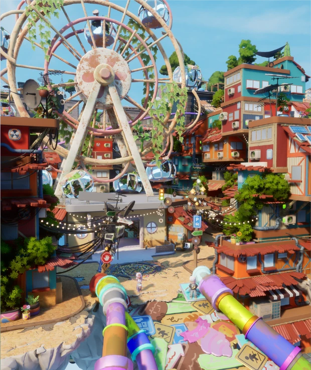 Gridfall scenery pictured for the April 2026 closed beta.