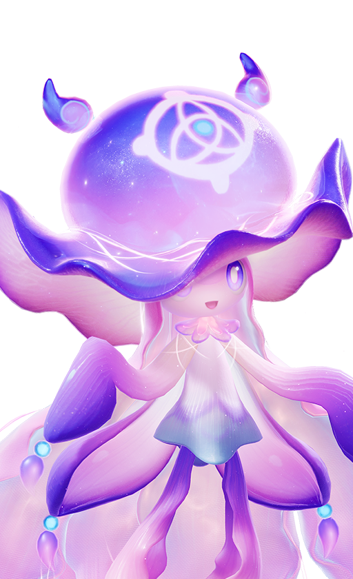 Official full-body artwork of the Aniimo Luminelle in its Prismana Form, a Holy and Electric element Support role creature