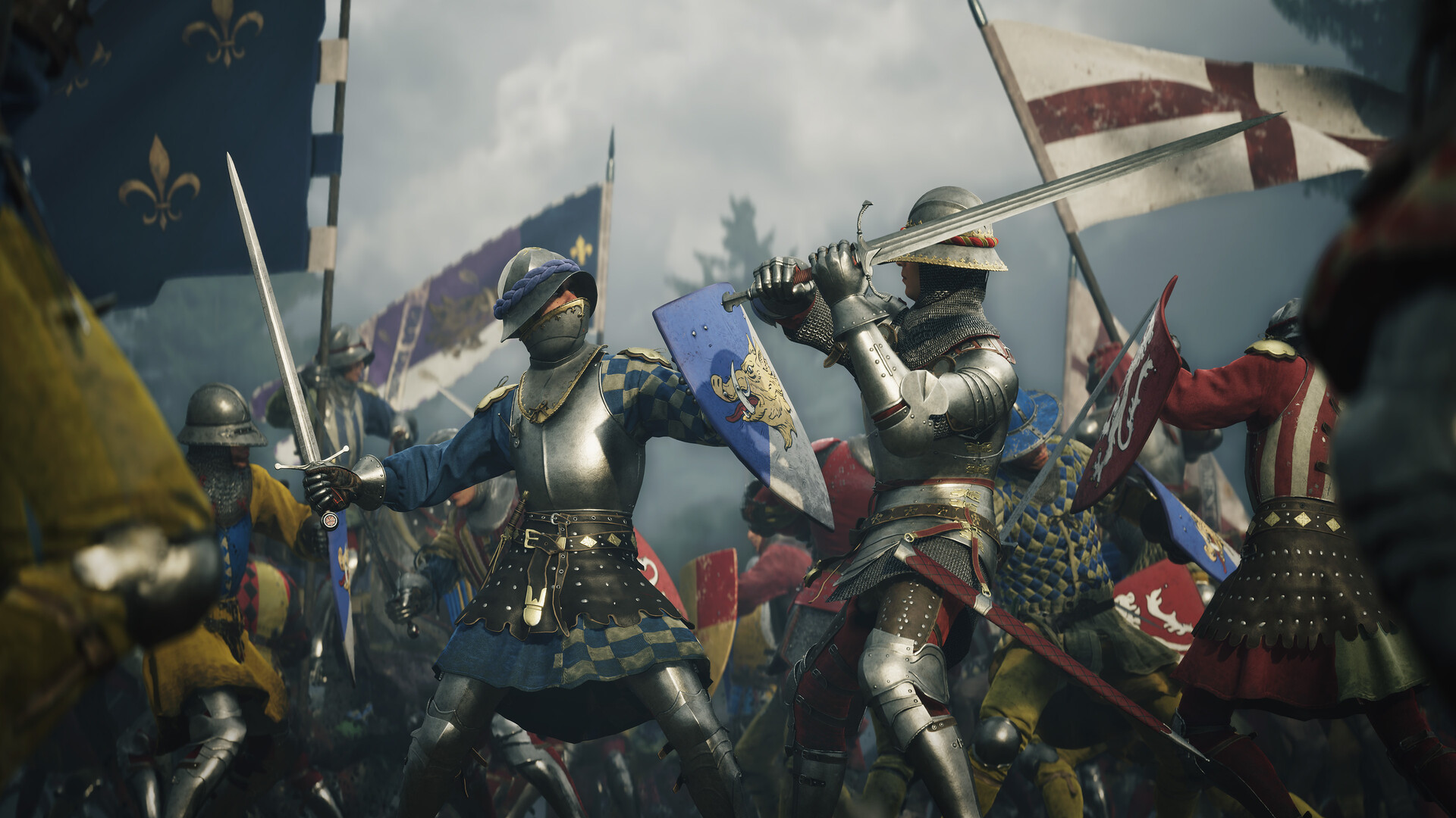 Chronicles: Medieval gameplay showing a medieval battlefield and settlement