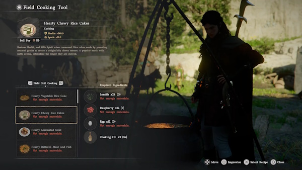 Cooking system in Crimson Desert showing a campfire setup