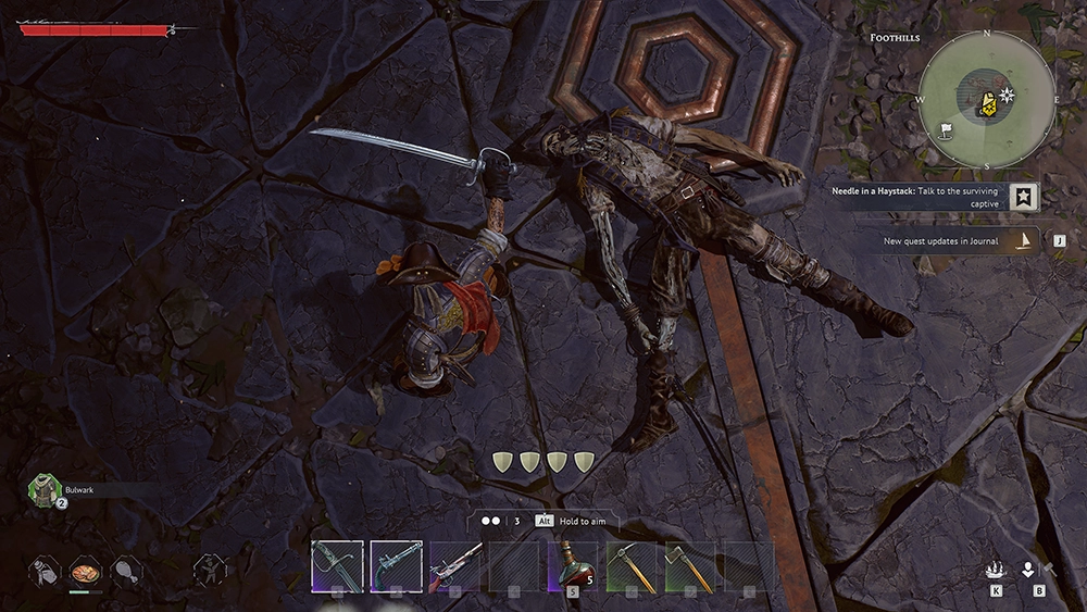 Windrose boss encounter in a shadowy temple chamber
