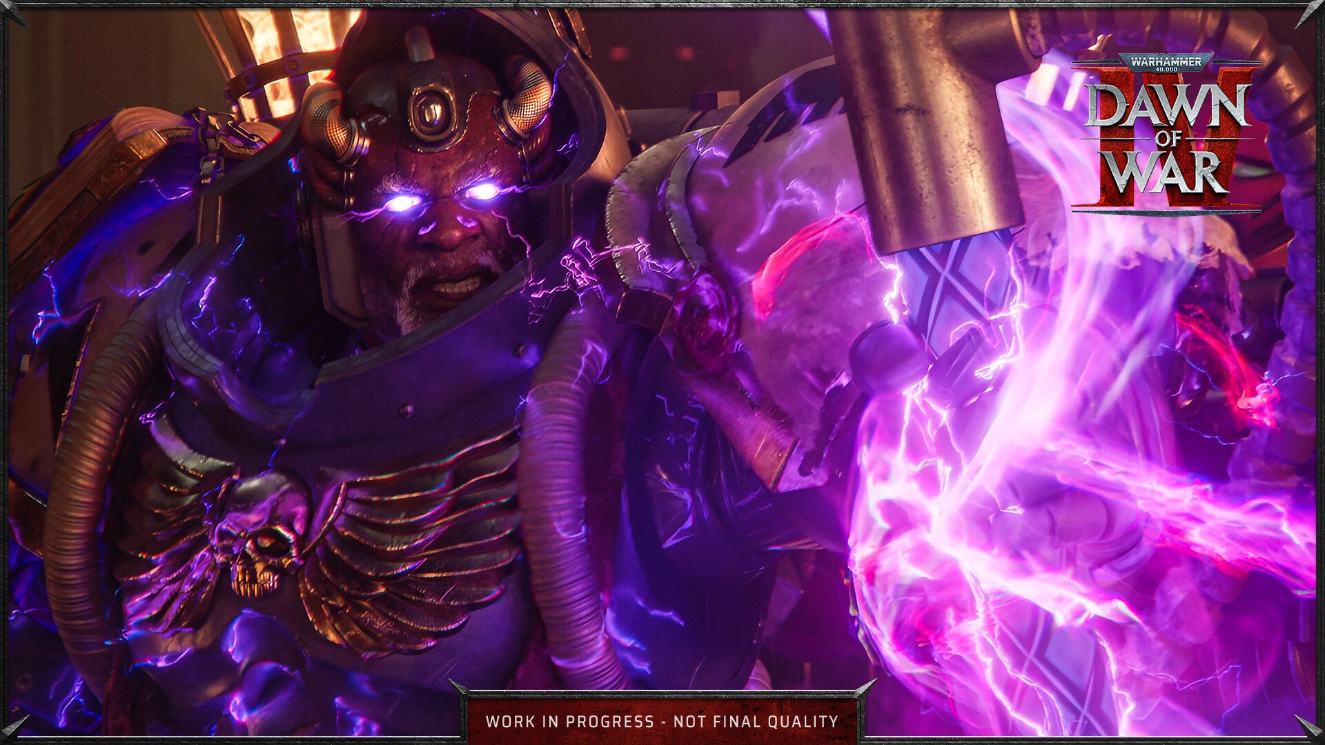 A large-scale battle in Warhammer 40,000: Dawn of War IV