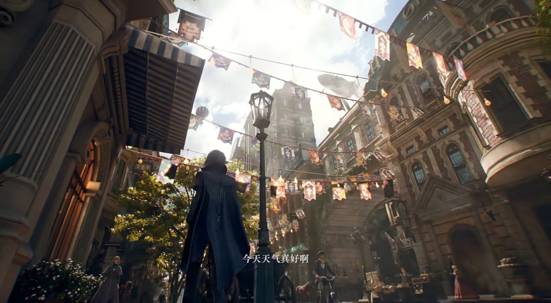 Tingen architectural detail - Victorian-style stone facades rendered in UE5