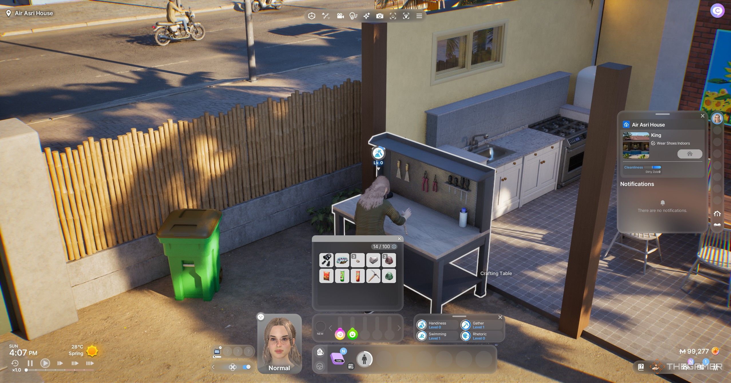 Refining raw gemstones at a crafting table in inZOI