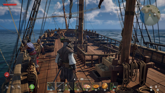 Standing on the ship deck with cannons on both sides in Windrose