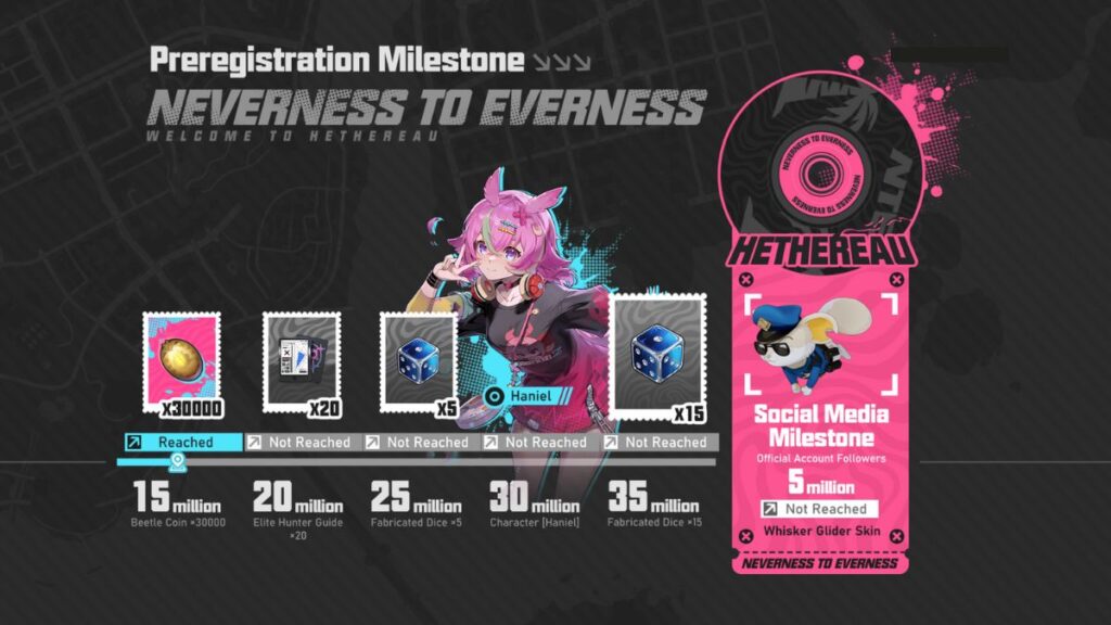 Pre-registration milestone rewards key art