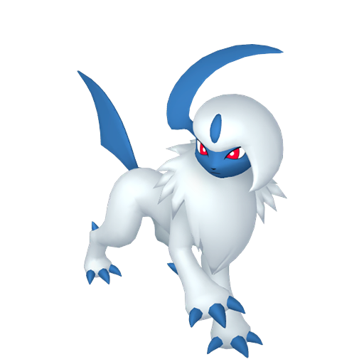 Absol sprite from Pokemon Pokopia showing the Disaster Pokemon with Chop specialty
