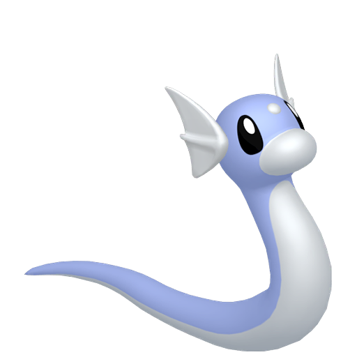 Dratini sprite from Pokemon Pokopia showing the Dragon Pokemon with Water specialty
