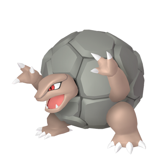 Golem sprite from Pokemon Pokopia showing the Megaton Pokemon with Trade and Crush specialties