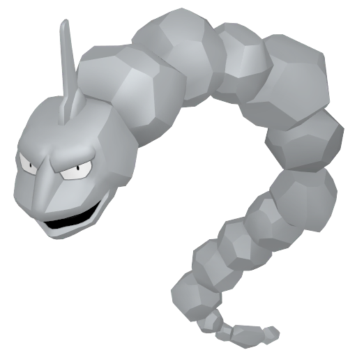 Onix sprite from Pokemon Pokopia showing the Rock Snake Pokemon with Crush and Bulldoze specialties