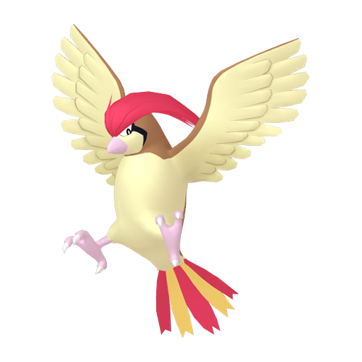 Pidgeotto sprite from Pokemon Pokopia showing the Bird Pokemon with Fly and Search specialties