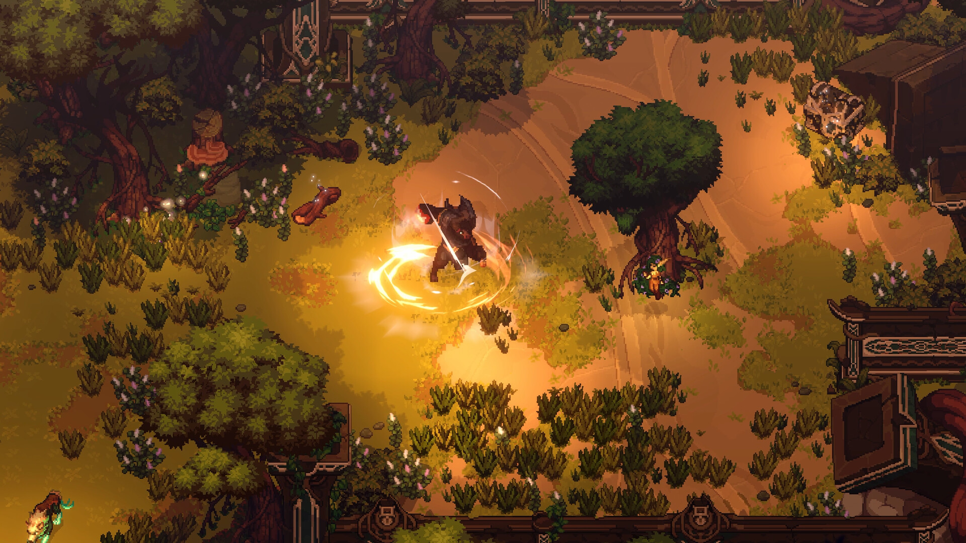 Dimraeth gameplay in the pixel-art world of Mirkea