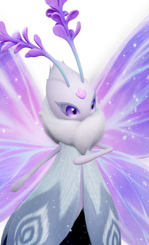 Official full-body artwork of the Aniimo Gracewing in its Sea of Flowers Form, a Wind and Grass element Heal role creature