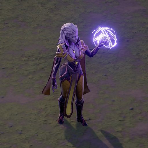 Arandi Empire faction artwork showing a purple-haired figure holding a glowing orb