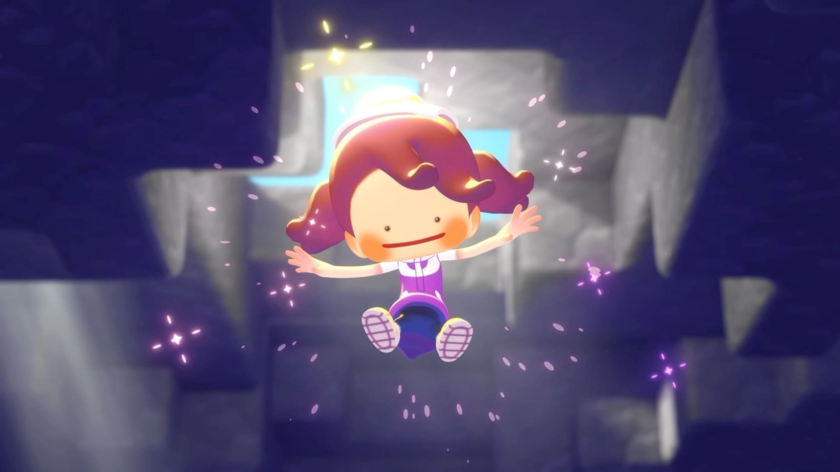Ditto transformed into a human character standing in the Pokopia world. This shows the core transformation mechanic