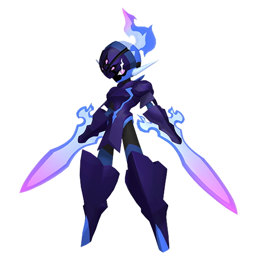 Ceruledge sprite from Pokemon Pokopia showing the Fire Blades Pokemon with Trade and Burn specialties