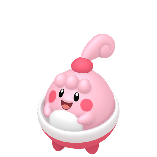 Happiny sprite from Pokemon Pokopia showing the Playhouse Pokemon with Trade specialty