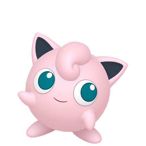Jigglypuff sprite from Pokemon Pokopia showing the Balloon Pokemon with Hype specialty