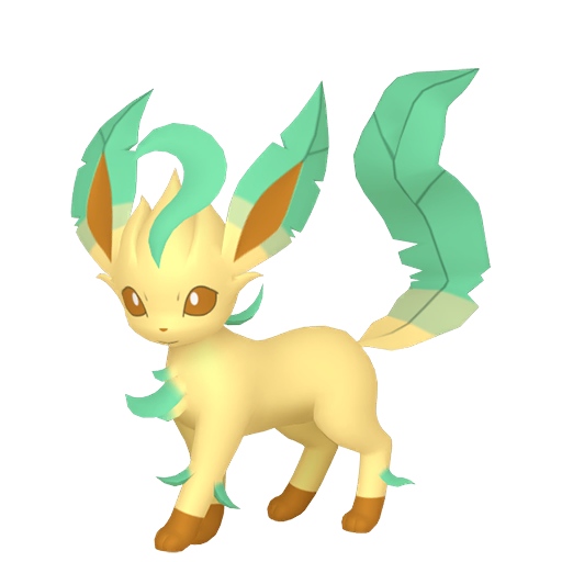 Leafeon sprite from Pokemon Pokopia showing the Verdant Pokemon with Grow specialty