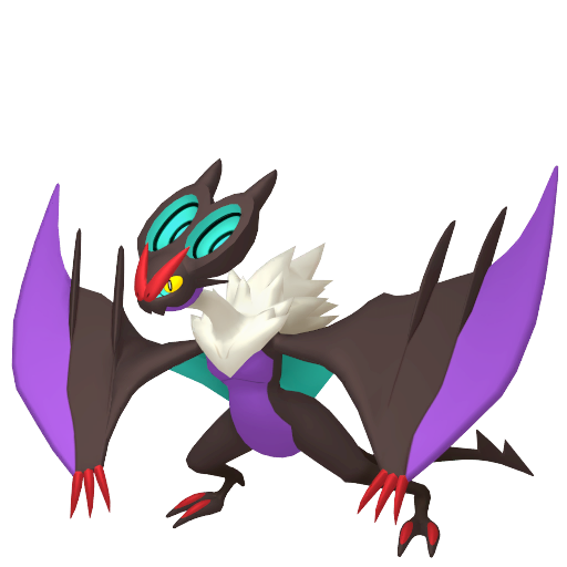 Noivern sprite from Pokemon Pokopia showing the Sound Wave Pokemon with Fly and Search specialties