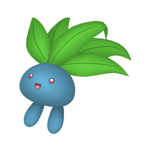 Oddish sprite from Pokemon Pokopia showing the Weed Pokemon with Grow specialty