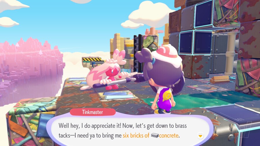 Tinkmaster's trash tower location on a floating island in Sparkling Skylands