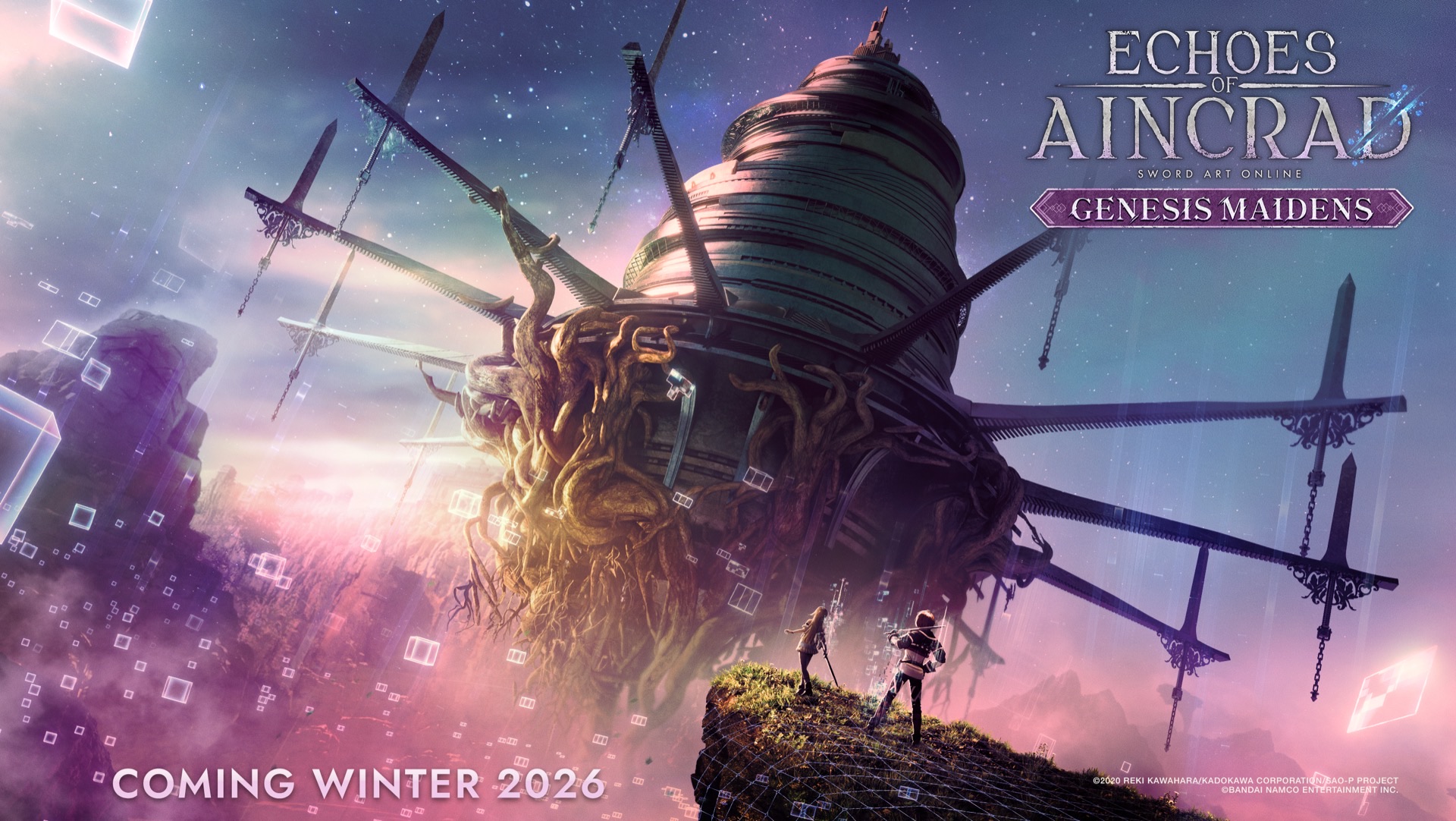 Genesis Maidens key art showing Aincrad with a winter 2026 release window