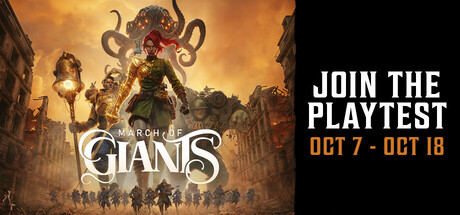March of Giants title artwork announcing the October 7-18 playtest