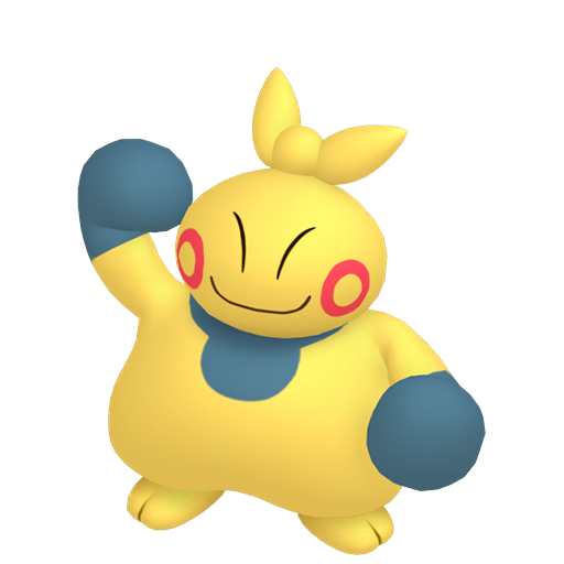 Makuhita sprite from Pokemon Pokopia showing the Guts Pokemon with Build and Bulldoze specialties