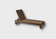 Wooden Sunbed outdoor furniture item in inZOI