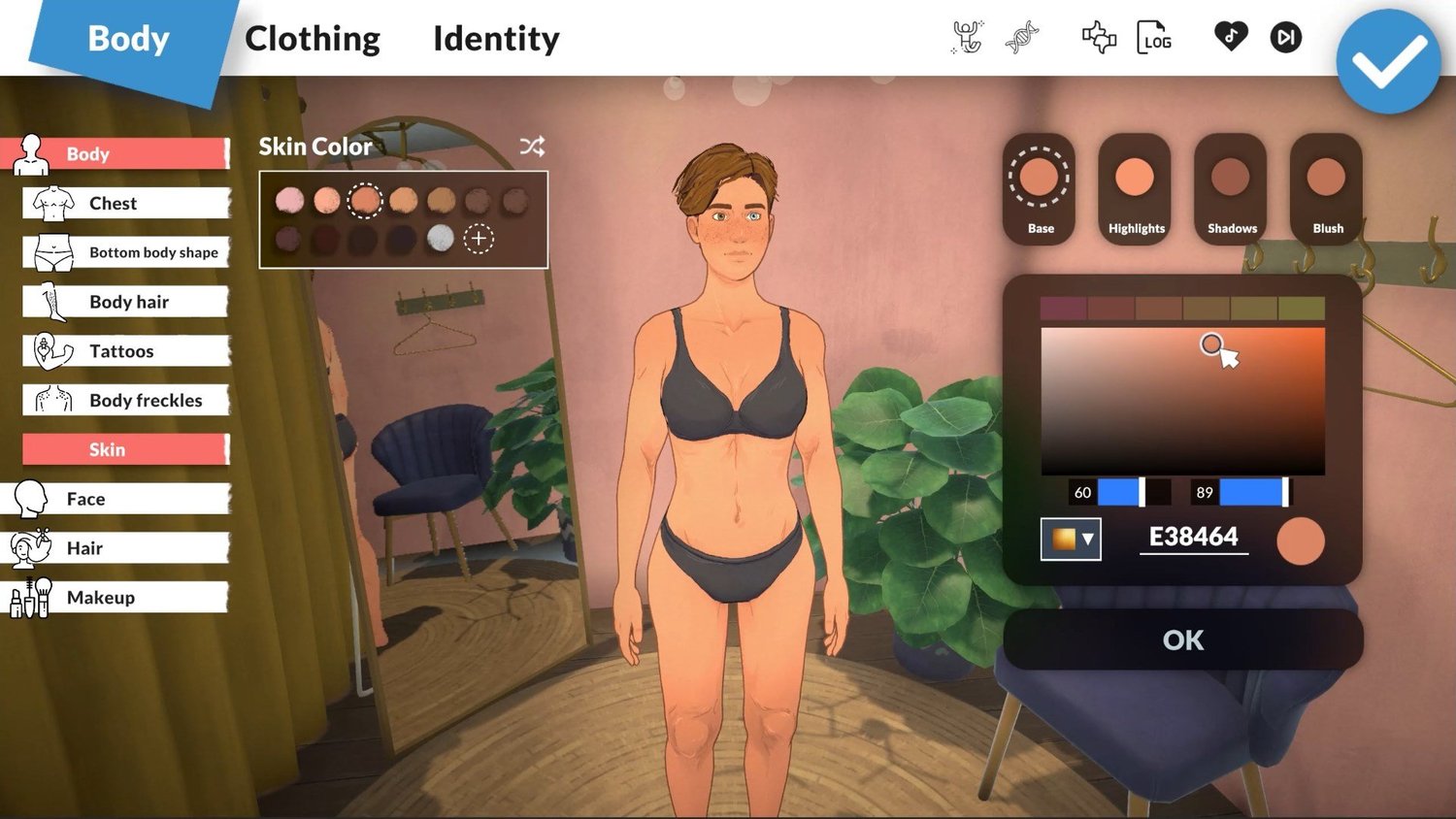 Paralives Paramaker skin tone customization with full color wheel slider