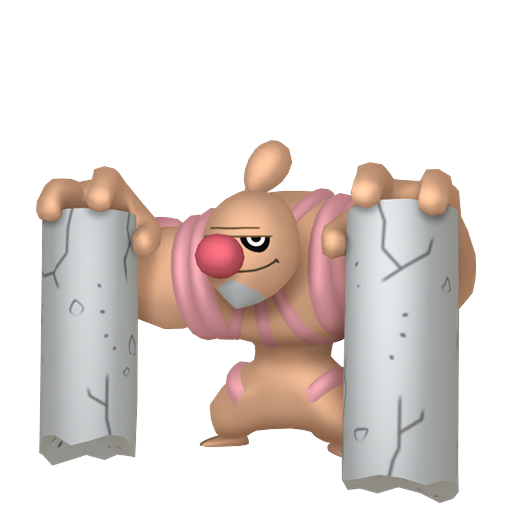 Conkeldurr sprite from Pokemon Pokopia showing the Muscular Pokemon with Build and Crush specialties