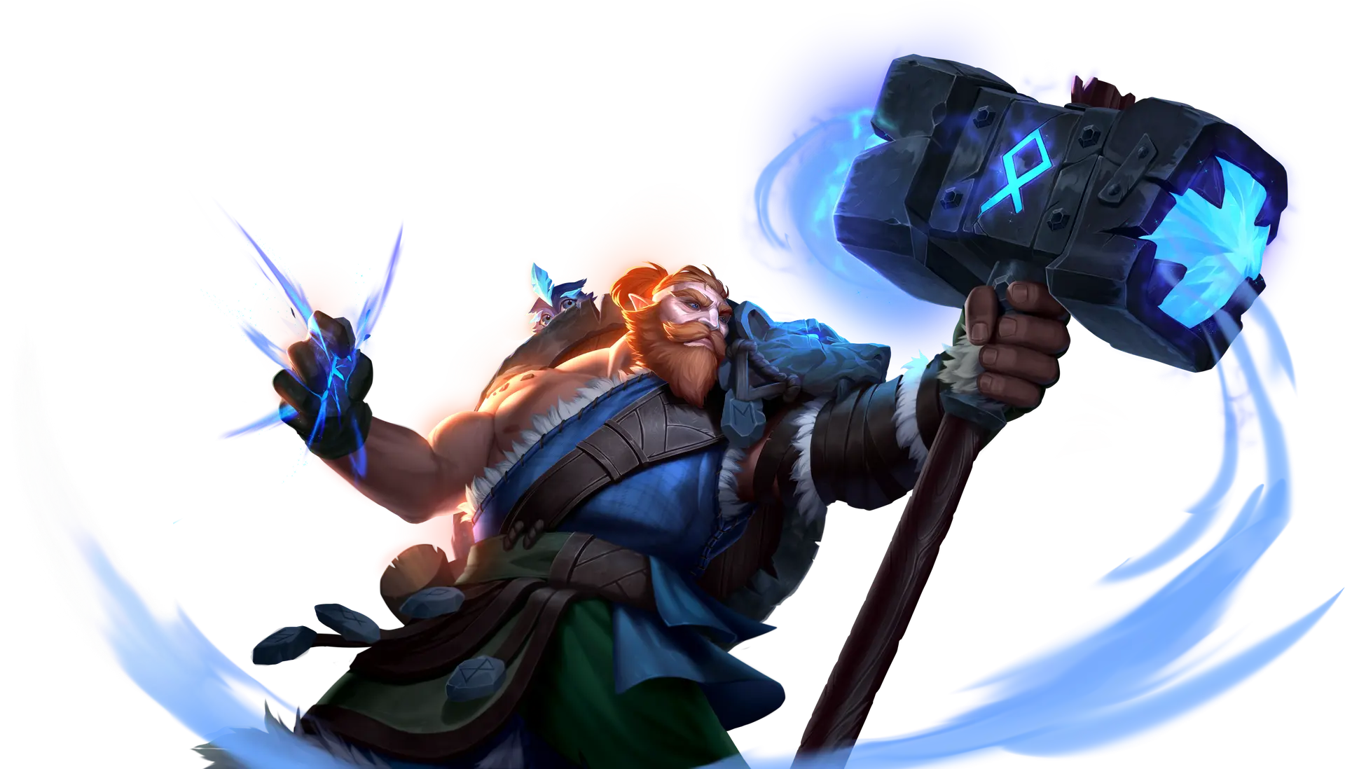 Bjornir carrying a hammer with a bird companion.