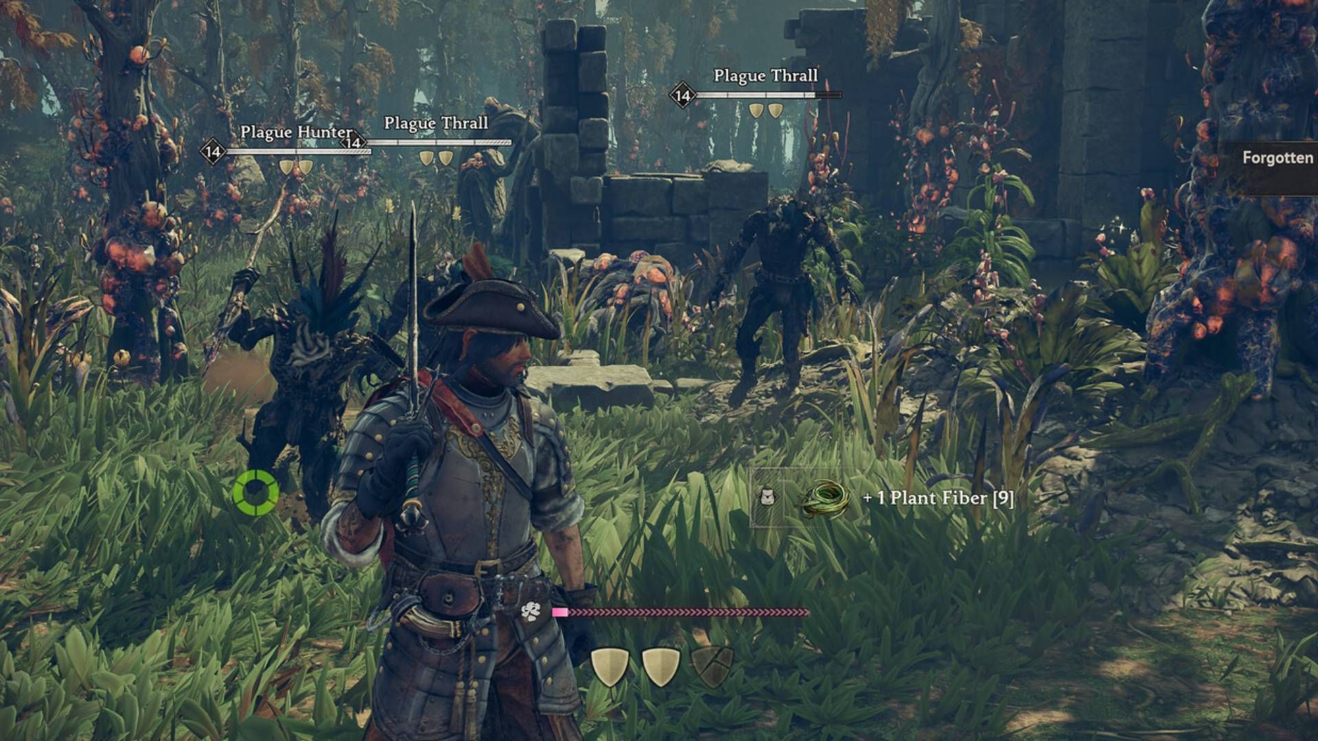 Player character surrounded by plague thrall enemies in Windrose