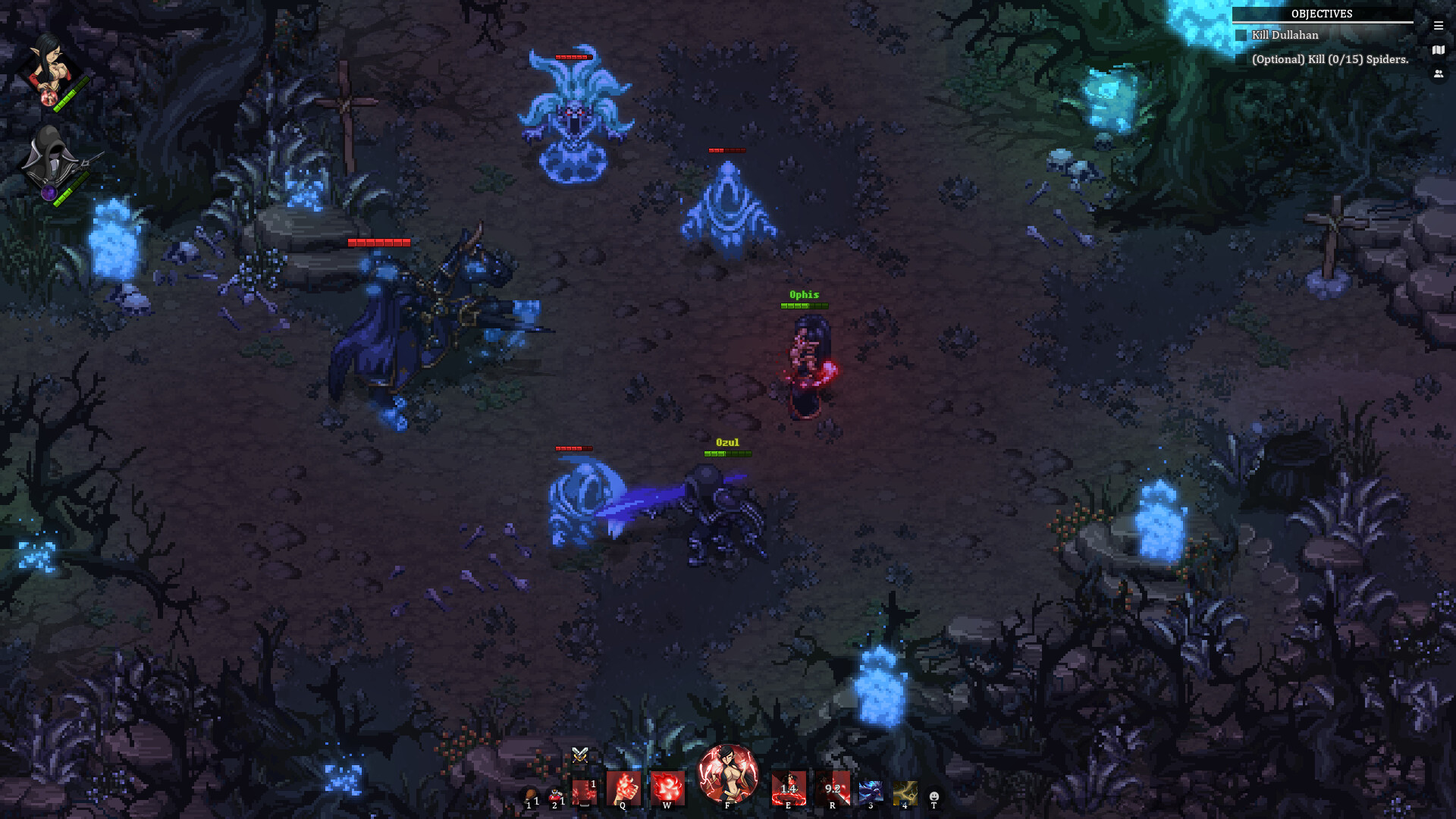 A guild mission in progress, with the objective panel tracking enemies left to defeat