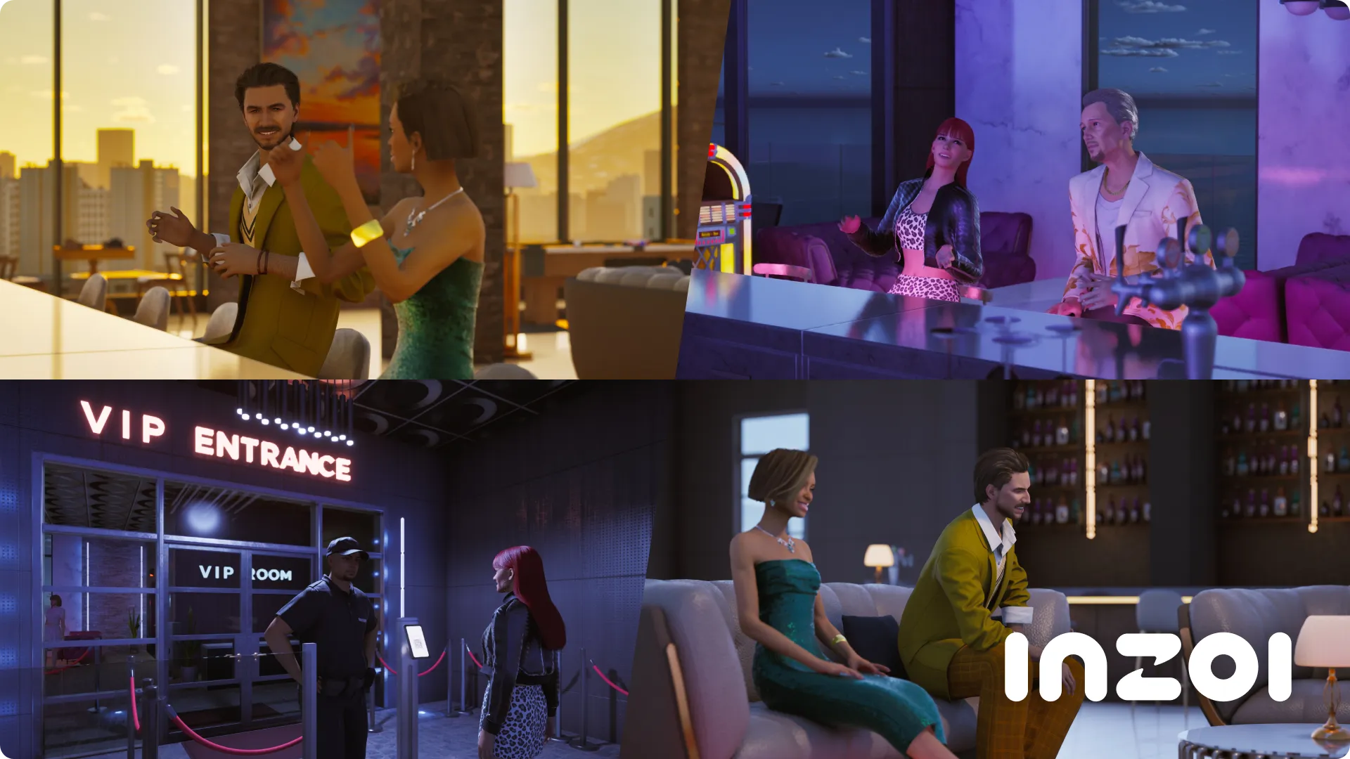 Group interactions in inZOI v0.7.0 including pillow fights and shared activities