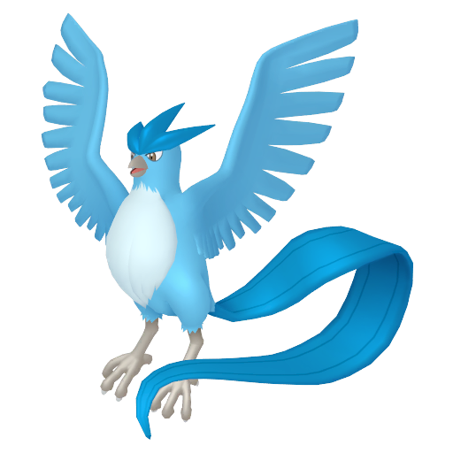 Articuno sprite from Pokemon Pokopia showing the Freeze Pokemon with Fly specialty