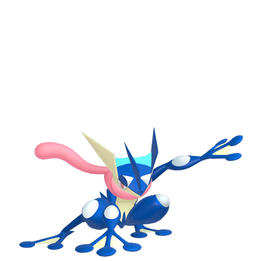 Greninja sprite from Pokemon Pokopia showing the Ninja Pokemon with Water and Chop specialties