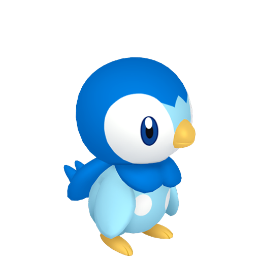 Piplup sprite from Pokemon Pokopia showing the Penguin Pokemon with Water specialty