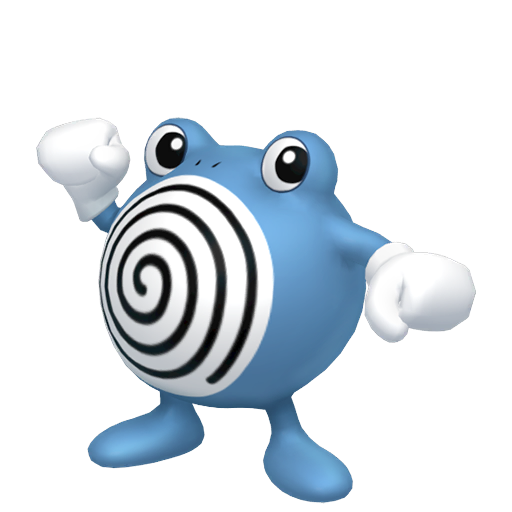Poliwhirl sprite from Pokemon Pokopia showing the Tadpole Pokemon with Water specialty