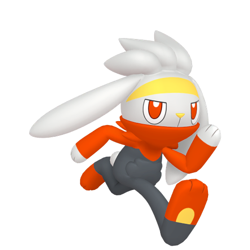 Raboot sprite from Pokemon Pokopia showing the Rabbit Pokemon with Burn specialty
