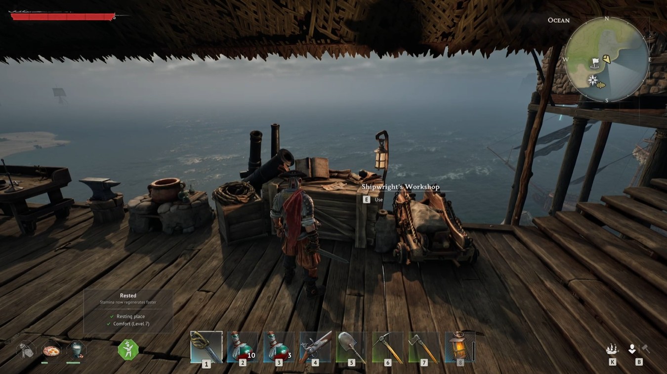 Windrose shipwright workshop interior with ship parts