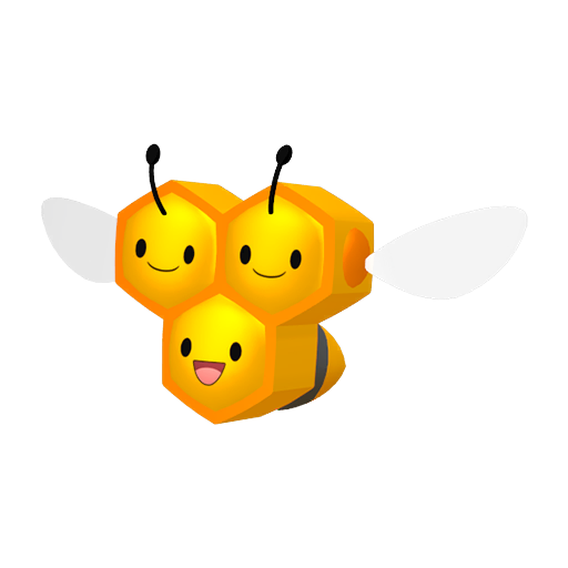 Combee sprite from Pokemon Pokopia showing the Tiny Bee Pokemon with Litter specialty that drops Honey