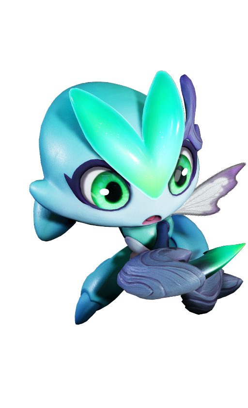 Official full-body artwork of the Aniimo Wisptis in its Forest Form, a Dark and Grass element DPS role creature