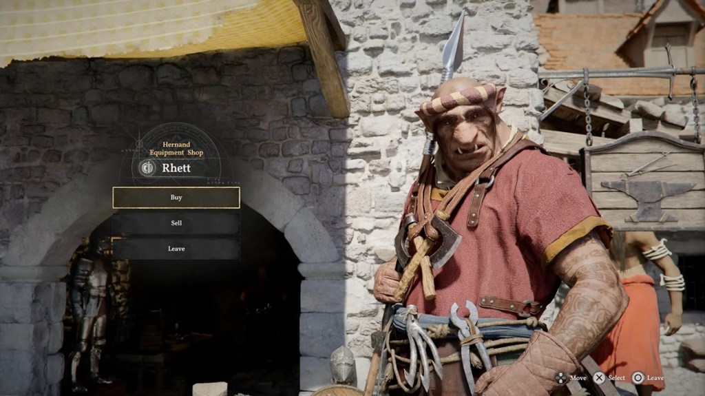 Weapon purchasing interface at a blacksmith shop in Crimson Desert